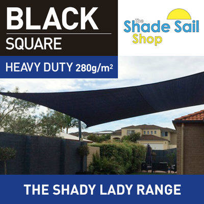 13.1ft x 13.1ft Square BLACK The Shady Lady Shade Sail Range