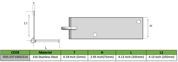 Corner Bracket 3.9 x 3.9 Inch External 316 Stainless Steel 100x100mm