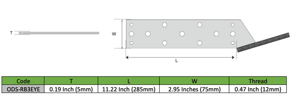 Fascia bracket Galvanized 1/2 Inch Thread includes 316 stainless steel eye nut