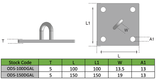 Wall Plate 150mm x 150mm Diagonal Galvanised