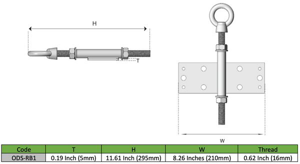 Rafter Roof Anchor Bracket Assembly 5/8inch Galvanized (16mm)