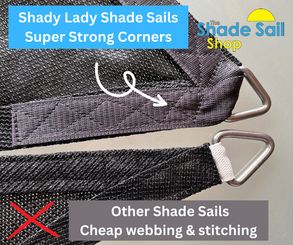 6.5ft x 6.5ft Square Shade Sail BLACK The Shady Lady Range