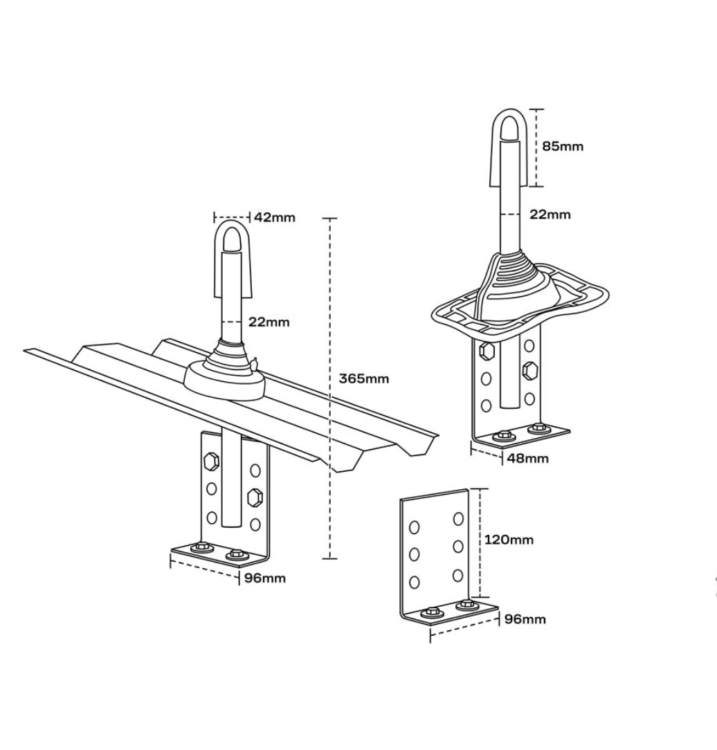 Shade Sail Roof Anchor – Rafter Bracket Weather SeaL Tile Metal Roof
