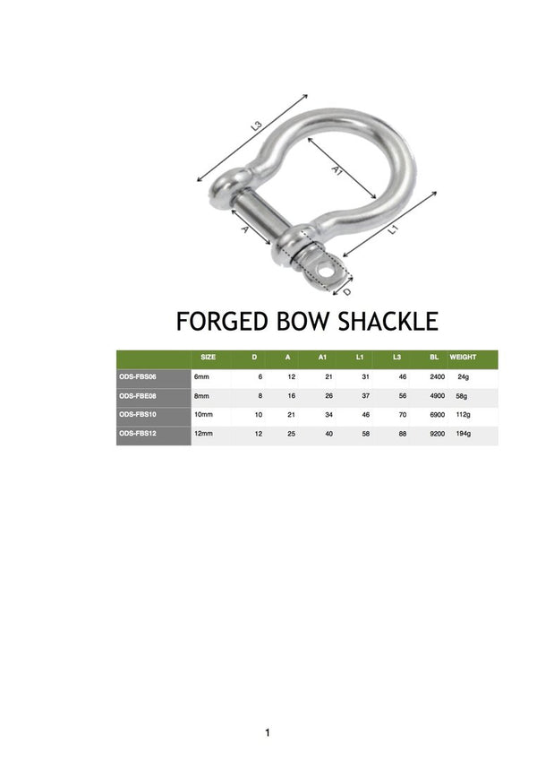 Bow shackle Forged 1/4 (6mm) stainless steel 316