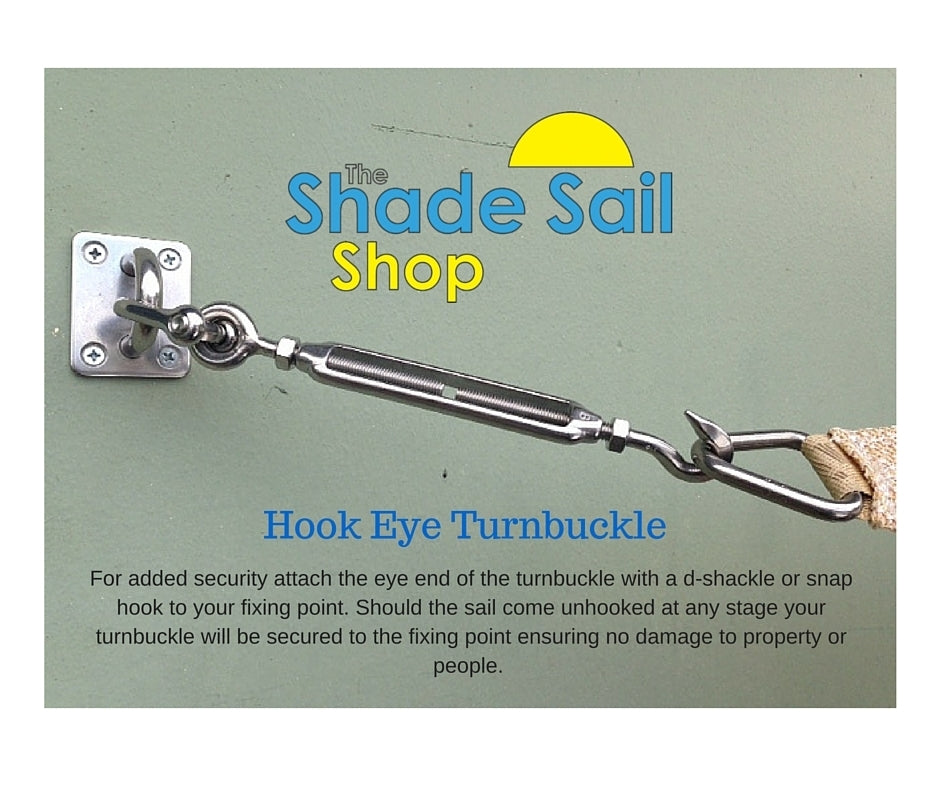 Turnbuckle 1/4 inch 6mm Hook Eye stainless steel -Wide Range Available –  The Shade Sail Shop