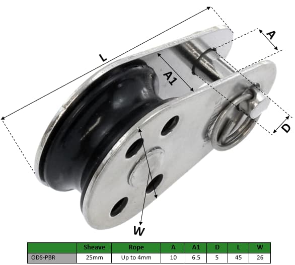 25mm Pulley Block with Removable Pin