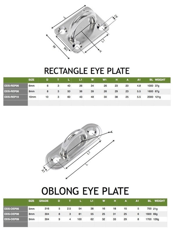 Pad Eye Rectangle Plate 1/4 inch stainless steel