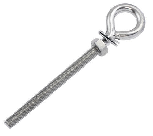 Eye Bolt with Nut & 2 Washers 3/8 Inch - 6.29 Inch thread, overall 8.34 Inch