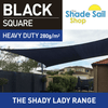 11.8ft x 11.8ft Square BLACK The Shady Lady Shade Sails Range