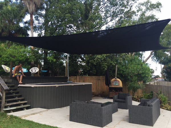 11.8ft x 11.8ft Square BLACK The Shady Lady Shade Sails Range