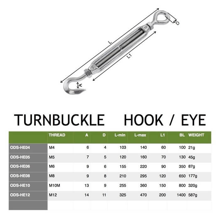 Turnbuckle 5 16 Inch 8mm Hook Eye Stainless Steel 316 Shade Sail turnbuckle-5-16-inch-8mm-hook-eye-stainless-steel-316-shade-sail