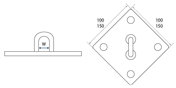 Wall Plate 150mm x 150mm Diagonal Galvanised